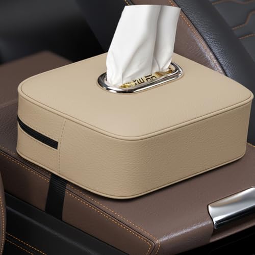 Image of STHIRA Car Headrest Tissue Paper Box Headrest Mount PU Zipper Tissue Paper Holder Dispenser Case for Napkin Wipes Car Tissue Box Car Upholstery 19x13x6cm