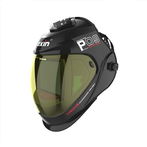 Image of Tekware Mexin Series Auto Darkening Welding Helmet,Blue Light Blocking,1/1/1/1 True Color Solar Powered Welder Hood with 4 Arc Sensors,DIN 5-9/9-13, 4.31 x 3.82 in Large Viewing Area for MIG TIG ARC