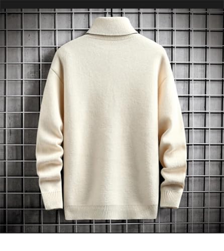 Men's Winter Turtleneck Sweater Solid Color Warm Knitted Sweater Casual Pullovers2