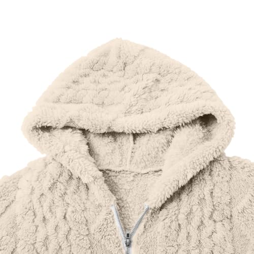 BUERCWS Fuzzy Coats for Women Oversized Fleece Cardigan Casual Hooded Full-Zip Outerwear Jacket with Pockets - image 6