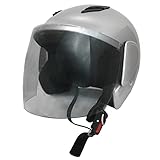 POWER7 セミジェット ヘルメット フリーサイズ ヘルメット レディース メンズ シールド付き UV加工 ライトスモーク 排気量125cc以下対応 [P7-604] (シルバー)