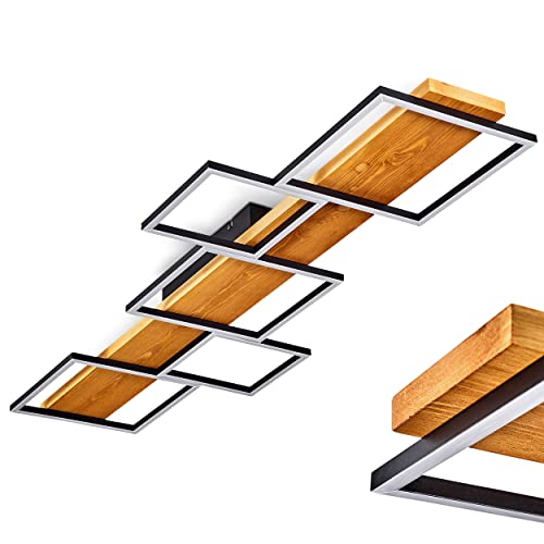 LED Deckenleuchte Pompu, dimmbare Deckenlampe aus Metall/Holz/Kunststoff in...