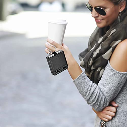 Capa Capinha com Anel para Samsung Galaxy Z Flip/Z Flip 5G, Feita à Mão em Couro para Galaxy Z Flip,