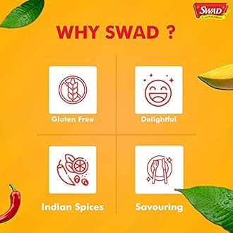 SWAD Spicy Mango Pickle | Spicy & Tangy Aam Ka Achaar with Raw Mango Chunks | Homemade Tangy & Spicy Aam Achaar Mixed with Corn Oil | 400g (Pack of 3)