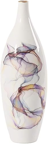 Miniatura 1 de YyuX-qff - Jarrón para exposiciones de entrada al hotel, jarrón de cerámica pintado, con boca pequeña, suave, jarrones decorativos (color blanco,