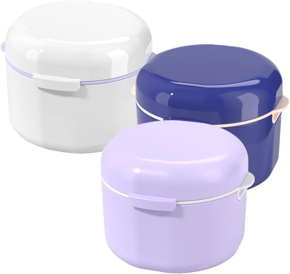 GLEAVI Denture Cleaning Tablets 3Pcs Dental Retainer Box Denture Case with Lid Tooth Retainer Case Box Portable Portable Retainer Container Teeth Guard Storage Retainer Cleaner : Health & Household