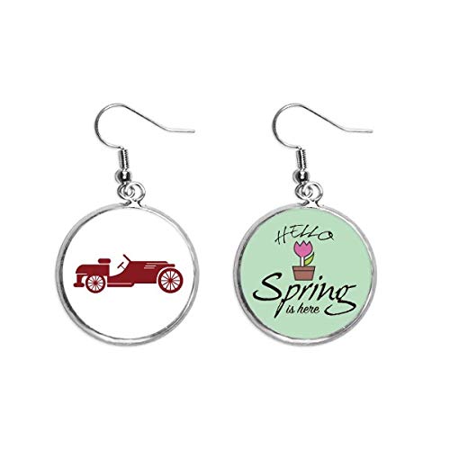 Pendientes de coches clásicos rojos silueta geométrica joyas de primavera