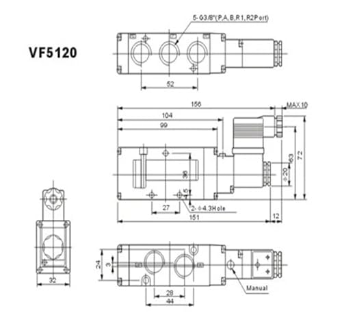 Électrovanne 5 Voies VF5220 DC12V à commutation rapide et basse consommation