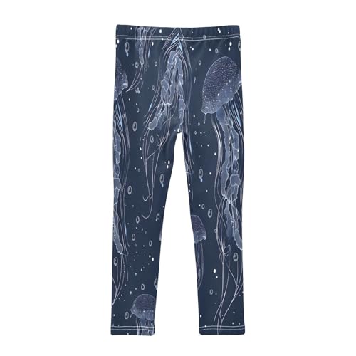 Bolaz Toddler Girls Leggings Printed Yoga Pants Leggings Dark Blue Jellyfish for Kids2