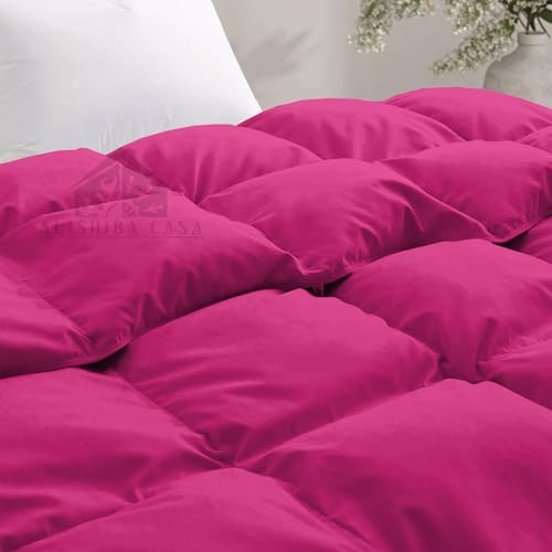 Image of Heavy Winter Comforter Double Bed Size 90 inchX100 inch | 600 GSM Fill for Winter Comforter /Rajai /Duvet /Blanket Hotel Luxury Soft Fluffy Double Bed - Hot Pink Color