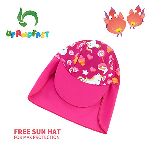 upandfast Baby/Toddler Swimsuit UPF 50+ Sun Protection One Piece Zipper Bathing Suit with Sun Hat Infant Beach Swimwear3