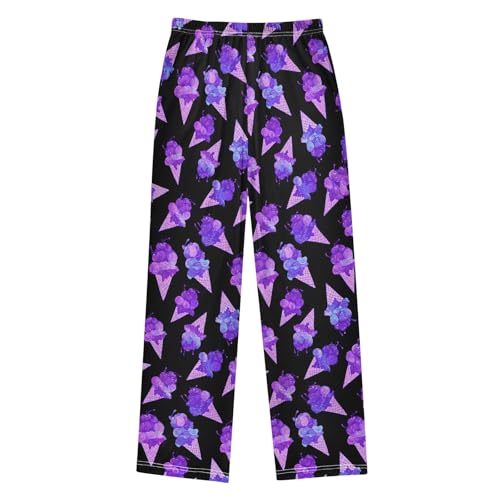 Pajama Pants Lounge Sleep PJ Bottoms Sleepwear Elastic Waist Drawstring S Flower Ice Cream2