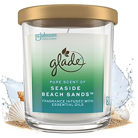 Glade Candle Jar with Essential Oils, Seaside Beach Sands Cover