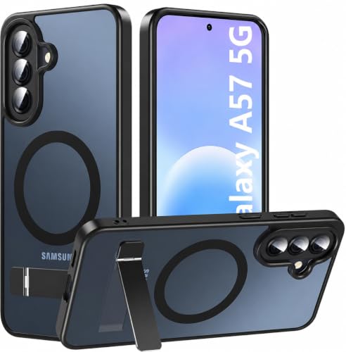Image of Elzzi MagSafe Compatible Case for Samsung A57 Translucent Matte Bottom Kickstand Shockproof Slim Anti-Fingerprint Magnetic Hybrid Protective Cover