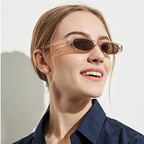 Laurinny 90S Sunglasses For Women Men Retro Oval Sunglasses Black Brown Glasses Shades #TOP1