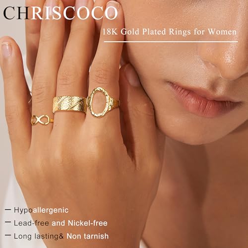 Chriscoco 12 Stück Verstellbar Ringe Set Edelstahl Ringe Frauen Vintage Edelstahlringe Boho Freundschaftsringe Stapelbare Damen Kinderringe Mädchen Ringe Gold Frauen