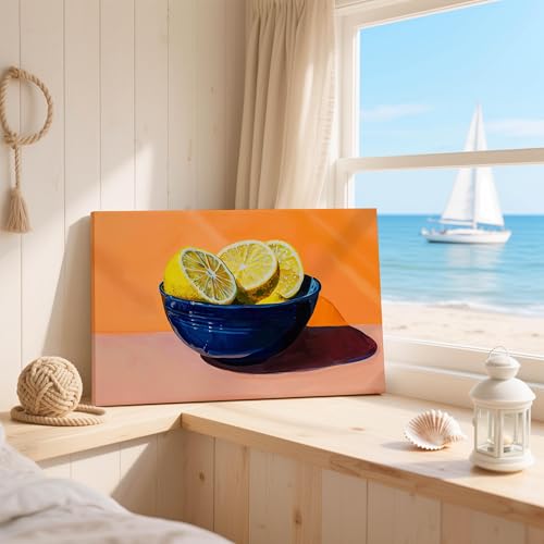 Tableau abstrait citron idéal pour décorer une cuisine moderne