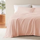 SLEEP ZONE Nanotex Super Soft Cooling King Bed Sheets Set for Kids 3 Piece - Easy Care Fitted Flat Sheet & Pillowcase Sets - Wrinkle Free,Fade Resistant,Deep Pocket 16',Rose Pink,King