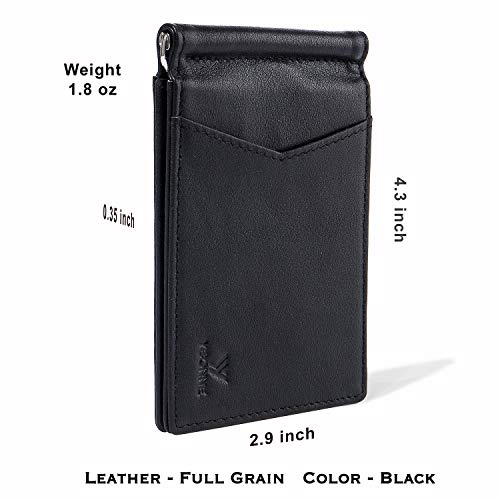 YBONNE Mens Slim Wallet with Money Clip Front Pocket RFID Blocking Thin Bifold Leather Card Holder Minimalist Mini Billfold