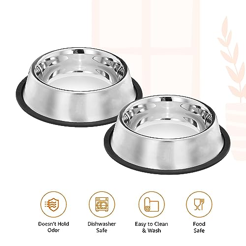 Image of Pets Empire Stainless Steel Dog Bowls - 900ml Non-Slip, Anti-Skid Stackable Pet Food & Water Dishes for Small, Medium & Large Dogs & Puppies