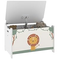 AIYAPLAY Toy Box with Lid, Toy Chest with Safety Hinges for Kids Boys Girls, Kids Storage Box for Living Room, Playroom, Nursery, Bedroom, Green