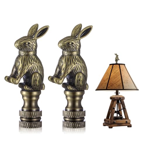 Chunful 2 Pack Rabbit Lamp Finials Decorative, Bunny Shade Antique Finial Lamp Toppers Screw Cap Knobs 1/4-27 Thread Decorative Knob Finials Accessories for Home Room