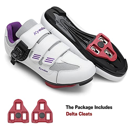 Image of Womens Cycling Shoes Compatible with Peloton Bike Clip in Ladies Indoor Cycling Road Bike Riding Biking Shoes, Pre-Installed Delta Cleats