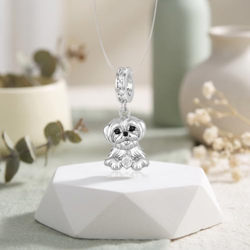 Abalorio de plata de ley 925 Shih Tzu compatible con pulseras finas 2