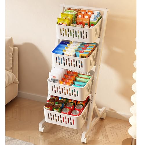 Espositore per Snack a più Livelli con Ruote, Carrello Organizer in Metallo con Ripiani su Ruote per conservare Alimenti, Frutta e Verdura, Supporto Portatile per Snack per Home Theatre.