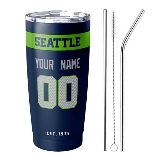 Image of ANTKING Seattle Tumbler 20 oz Travel Coffee Cup Custom Name Number for Men Women Boy Gifts