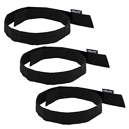 Image of Ergodyne Chill Its 6705 Cooling Bandana, Evaporative Polymer Crystals for Cooling Relief, Quick and Secure Fit, 3-Pack,Black