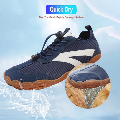 Image of Beach Water Shoes for Women Men Quick Dry Non-Slip Wide Toe Hike Barefoot Footwear for Beach Pool Aqua Swim Surf Walk