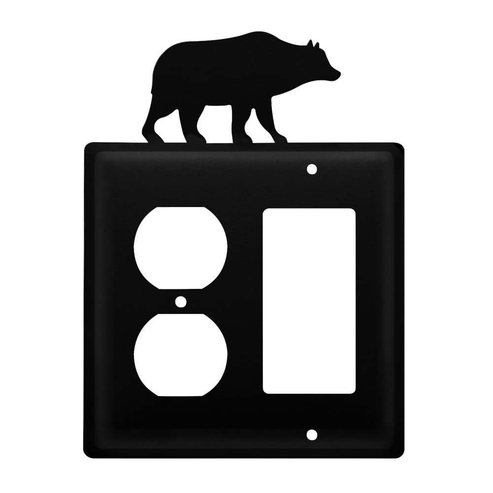 Village Wrought Iron EOG-14 8 Inch Bear - Single Outlet and GFI Cover, Black