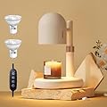 LISUNAR Candle Warmer Lamp with Timer & Dimmer, Adjustable Height Candle Warmer for Jar Candles, Wax Melt Lamp for Home Decor & Gifts, Off White, 2 Bulbs