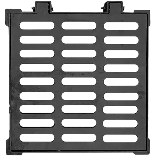 マンホール蓋 とフレーム 雨水マス 蓋 鋳鉄製排水格子 雨水排水口用下水カバー、黒色スクエア一体型フレーム(車道、庭、ガレージ用)(60x60 cm/24x24 in)