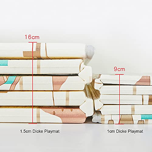 PUCHIKA Baby speelmat, kruipmat, XPE-materiaal, dubbelzijdig, opvouwbaar, vloermat voor baby's, waterdicht, vrij van… - Afbeelding 6