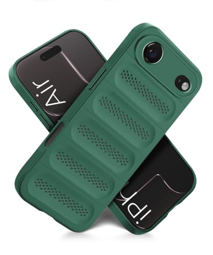 Image of WOW IMAGINE Ultimate Silicone Back Cover Case for iPhone 17 Air | Heat Dissipation Thin Soft TPU | 360 Camera Protection | Breathable Cooling Holes - Forest Green