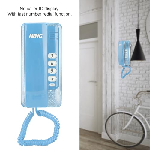 Teléfono fijo con cable para montaje en pared azul miniatura 3