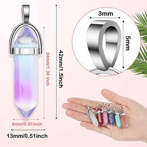 130 Pcs Crystal Pendants Bulk Hexagonal Natural Gemstone Pendants Necklace Chakra Quartz Bullet Shape Pendant Charm With Storage Bag For Jewelry Making Diy Woman Girls (Vibrant Color) #TOP4