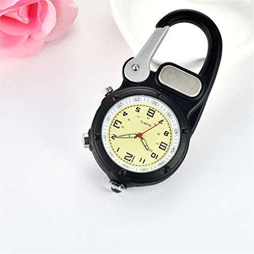 Image of JewelryWe Men Women Clip-on Quartz Watch Backpack Fob Belt Watch Luminous Mini Microlight Pocket Watch for Rock Climbing Doctors Nurses Outdoor Activities for Mother's Day