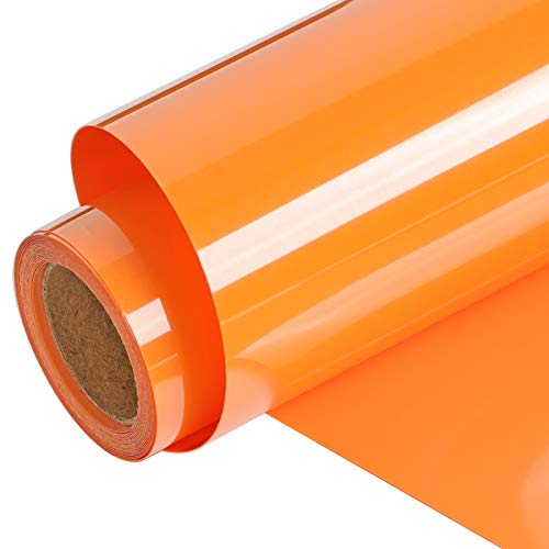 Image of FUNKAKA Heat Transfer Vinyl Rolls, 12 inch x 9ft Orange Iron on Vinyl for Shirt | Glossy HTV Vinyl for All Cutter Machines - Easy to Cut & Weed for Heat Vinyl Design