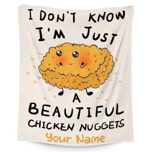 Mercuryelf Custom Chicken Nugget Blanket - Soft, Fuzzy & Warm - 40x50 Inches Flannel Throw Blankets for Travel, Office - Beige Cute Throws Gift for Girls, Boys