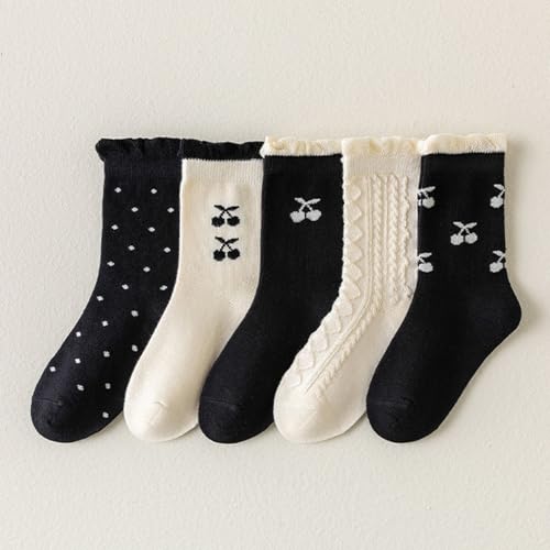 Toddler Socks, Pack of 5 Pair Girls Lace Socks Fashionable Middle Tube Sock Short Sock for Ages 1 to 12 Years Kids3