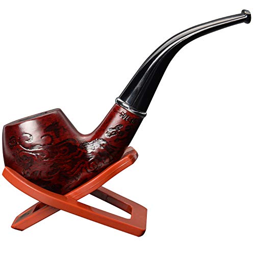 ONE250 Classic Tobacco Smoking Wood Pattern Pipe with Stand