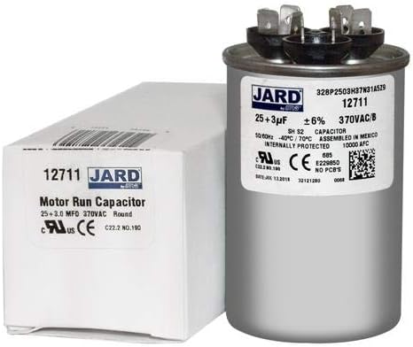 Jard 12711 25/3 MFD 370V ROUND Motor Run Capacitor
