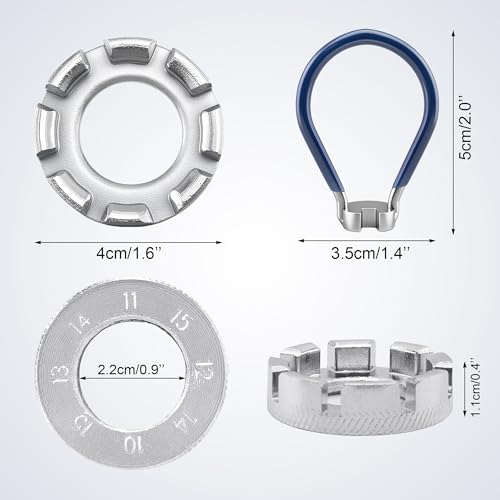 Desenda 2 PCS Bicycle Spoke Wrench Tool, Bike Spoke Adjustment Wrench 6 in 1 Bike Wheel Spanner Tool 10-15 Gauge for Bicycle, Electric Vehicle (Silver+Blue)