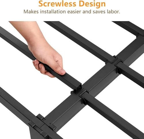 FetiNes Bettgestell Gästebett Metallbett | Modern Einzelbett Jugendbett Bettrahmen mit Lattenrost für Schlafzimmer Gästezimmer | 90x190 cm | Schwarz