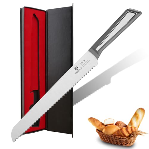 imarku Serrated Bread Knife 10 Inch, Japanese Razor Sharp High-Carbon Stainless Steel Bread Cutting Knife with Ergonomic Handle for Homemade Bread/Sourdough/Bagels/Cake Clean Low-Crumb Cuts