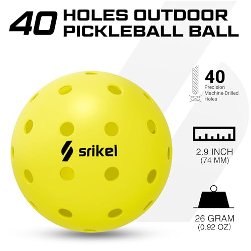 image for Srikel Outdoor Pickleballs - USAPA Approved Pickleball Balls, Seamless