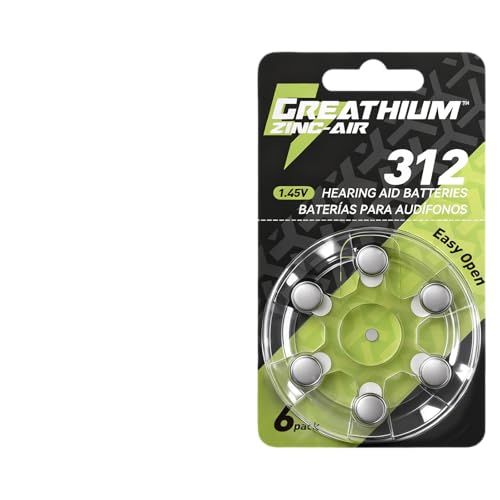 Greathium Hearing Aid Batteries Size 312, Easy Open & Long